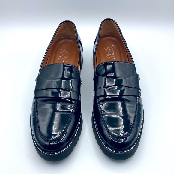 Franco Sarto Patent Leather Cassandra Black Platform Penny Loafer - Picture 3 of 8